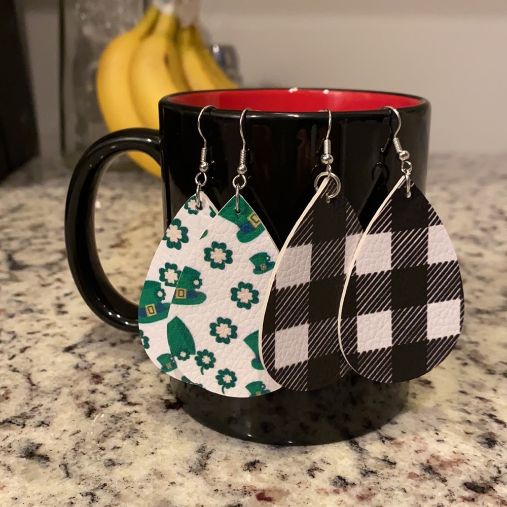 St. Patrick’s Day & Black and White Buffalo Earrings